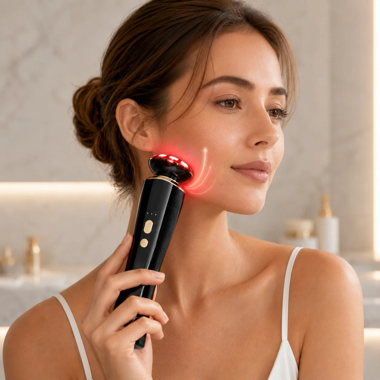 Three in One Red Light Facial and Neck Beauty Device A Skincare Tool Facial Massager That Eliminates Skin Swelling and Tightens the Skin